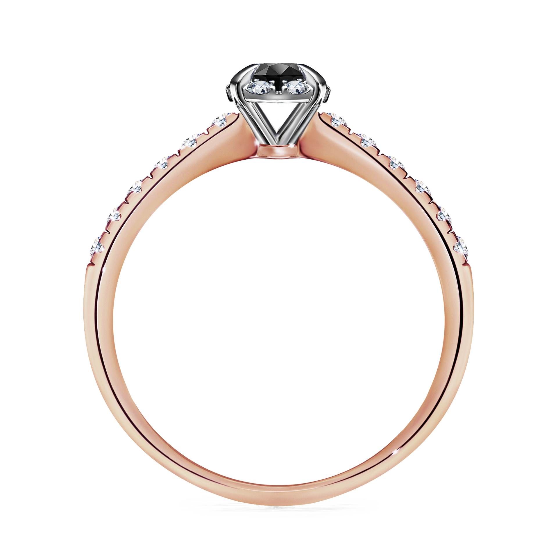 Pierścionek zaręczynowy My Princess z różowego złota z czarnym diamentem 0,28CT